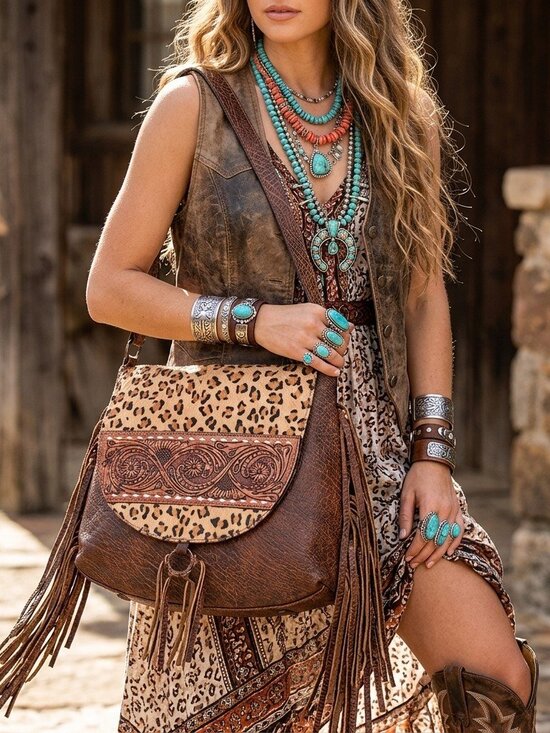 American Darling Handbags - American Darling Western Luxe Fringe Saddle Bag